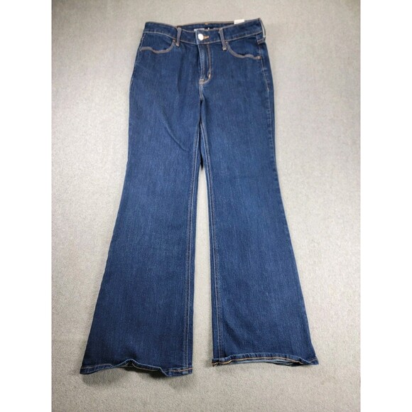 Old Navy Jeans Womens 8P Petite 28x29 Flare Blue High Rise Stretch Boho Hippie - Picture 1 of 11